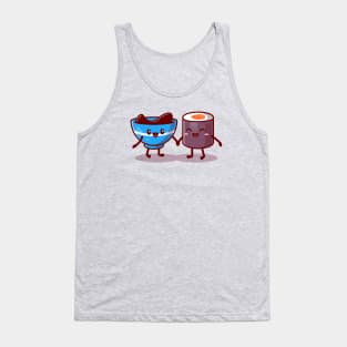 Cute Sushi And Shoyu Sauce Couple Cartoon Tank Top